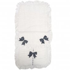 Broderie Anglaise White/Black Footmuff/Cosytoes With Bows & Lace